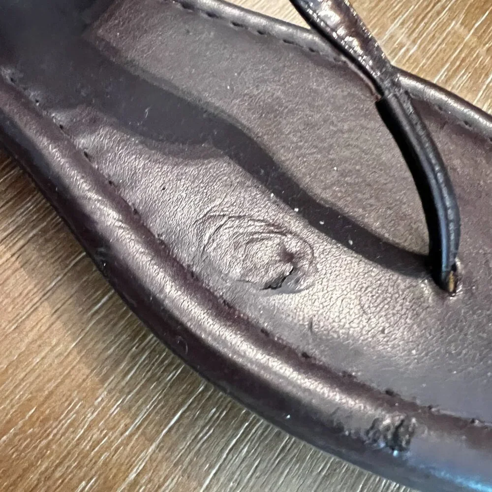 Coach Cassidy Iridescent Oxblood Pearl Leather Sandals - Picture 5 of 12